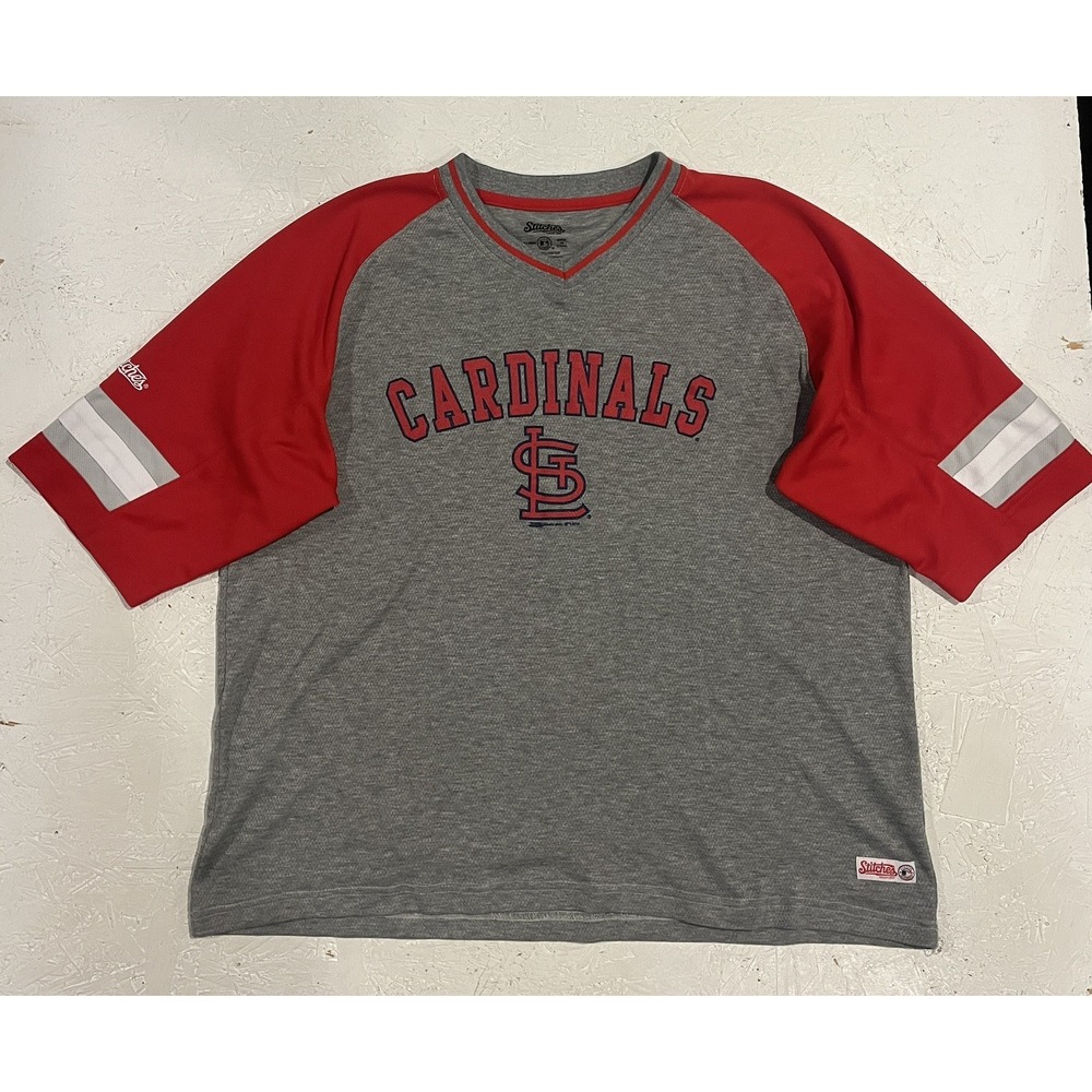 Stitches St Louis Cardinals Jersey Shirt MLB Mens XL Gray Red Baseball STL